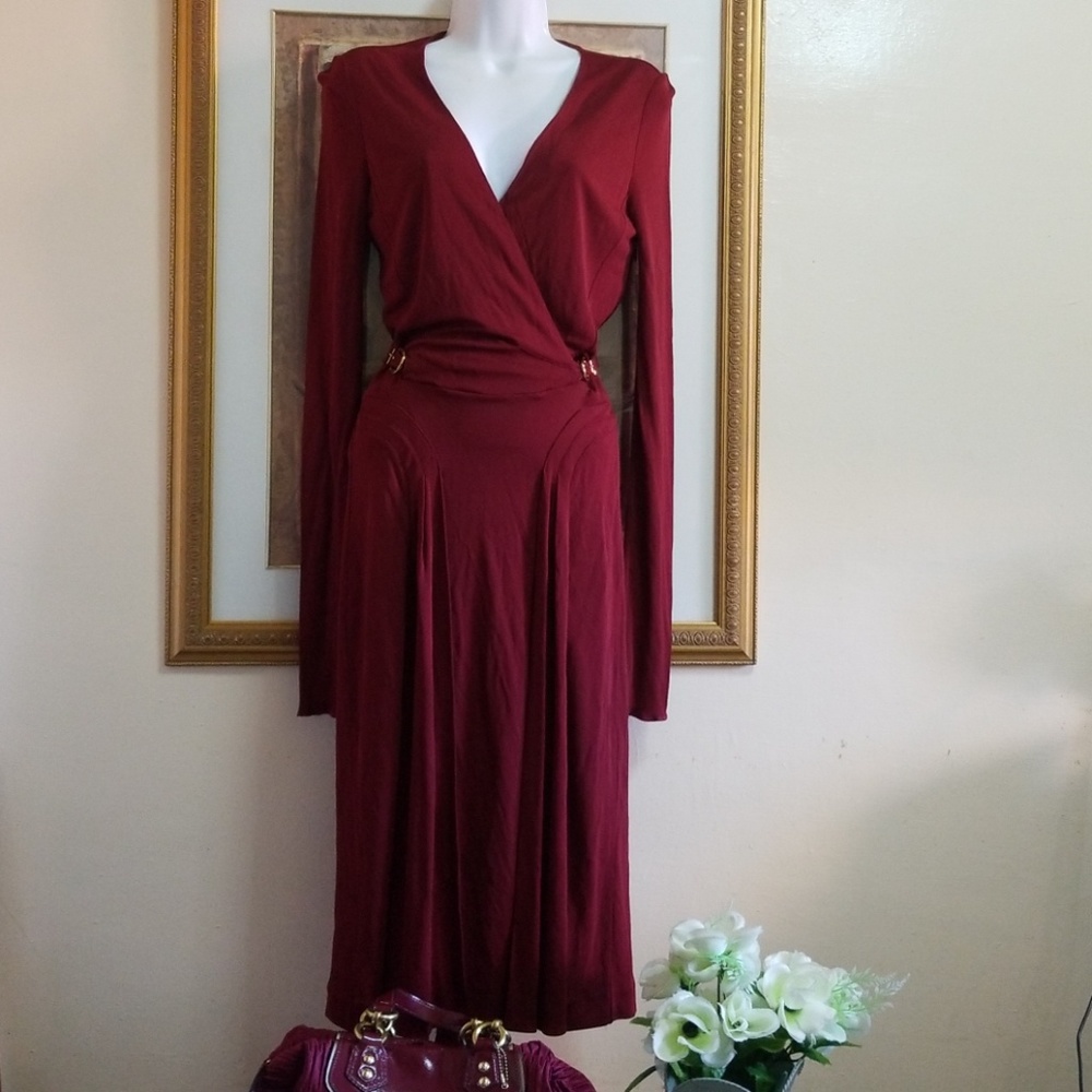 GUCCI  LONG SLEEVES HORSEBIT GATHERED DRESS - Picture 2 of 7